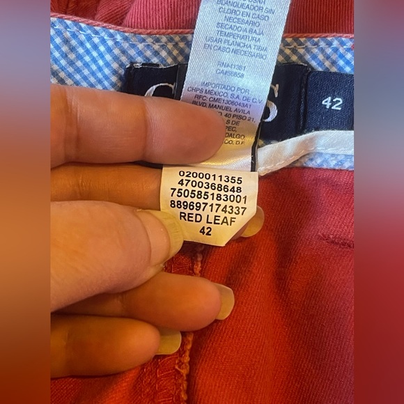 - Chaps Men’s Casual Flat Front Shorts 100% Cotton  Red Leaf in Color Size 42 - Picture 7 of 10